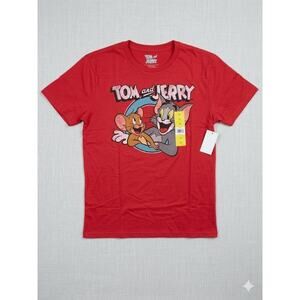 Tom and Jerry Men's Large Red Heather Frenemies T-Shirt NWT - 60/40 Blend